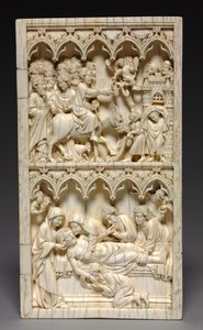 Díptico con escenas de la vida de Cristo ala derecha: Entrada en Jerusalén y Entierro, c. 13