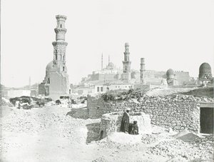 Vista distante de la Ciudadela, El Cairo, Egipto, 1895