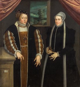 Doble retrato de Marie de Brandeburgo-Kulmbach y Christina de Dinamarca, c. 1580 de Unbekannt