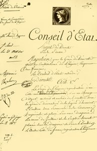 Borrador del decreto sobre la forma y composición del sello imperial, 10 de julio de 1804, 1921