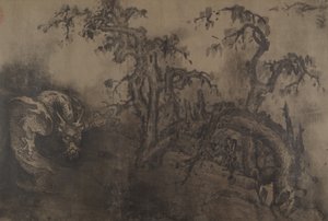 Dragones y paisaje, siglo XIV, más adición posterior de Unbekannt