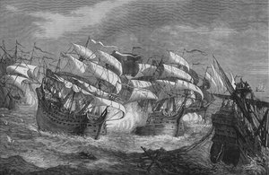 Drake atacando el barco del tesoro español, c1578, c1880 de Unbekannt