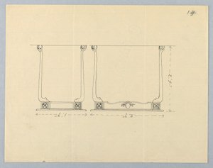 Dibujo, diseño para mesa rectangular pequeña con motivos de roseta