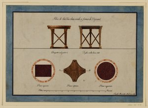 Dibujo, Diseño para dos pequeñas mesas de desayuno, principios del siglo XIX