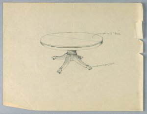 Dibujo, Diseño para una Mesa Redonda con Pies de Garra de Animal
