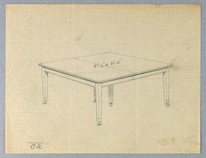 Dibujo, Diseño para una Mesa de Comedor Rectangular de Seis Patas