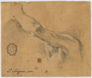 Dibujo, Estudio - El brazo izquierdo y las partes vecinas del cuerpo de un hombre anciano