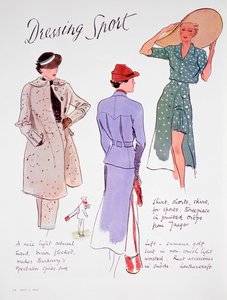 Vestimenta deportiva, ilustración de moda, 1935