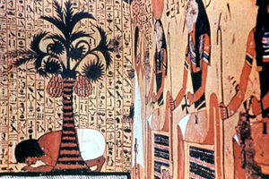 Bebiendo del río, pintura mural del templo, Tebas, Egipto de Unbekannt