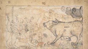 Durga confronta al demonio búfalo Mahisha: Escena del Devi Mahatmya, ca. 1780 de Unbekannt
