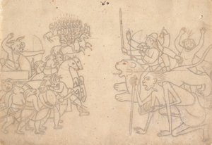 Durga y Kali se acercan a los ejércitos reunidos de Chanda y Munda... el Devi Mahatmya de Unbekannt