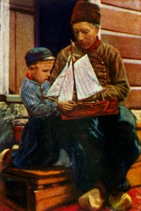 Padre e hijo holandeses con vestimenta tradicional, c. 1928 de Unbekannt