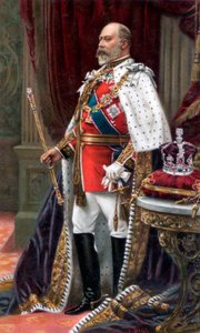 Eduardo VII con ropas de coronación completas, 1902 de Unbekannt