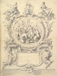 Rondel elaboradamente enmarcado de Cristo lavando los pies de los apóstoles, después de 1800 de Unbekannt