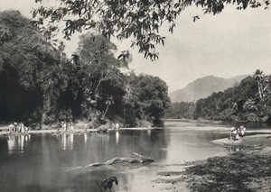 Lugar de baño de elefantes en el Mahavaliganga cerca de Kandy, 1926 de Unbekannt