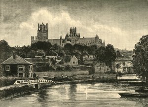 Catedral de Ely, desde el puente del ferrocarril, 1898 de Unbekannt