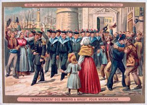 Embarque de los marines en Brest para Madagascar, 1883 de Unbekannt
