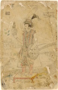 Emperador Jahangir sosteniendo un orbe, principios del siglo XVIII