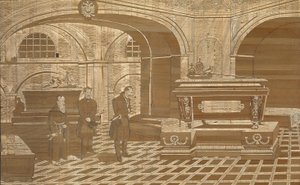 Emperador Nicolás I en el ataúd del Emperador Francisco I de Austria, ca. 1835