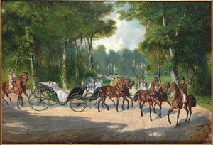 Emperatriz Isabel en un carruaje en el Prater de Viena, ca 1860 de Unbekannt