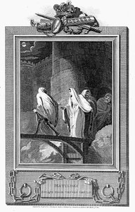 La emperatriz Matilde escapando del castillo de Oxford sitiado, 1142 c. siglo XIX