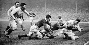 Inglaterra anotando un try contra Escocia, Twickenham, Londres, 1926-1927 de Unbekannt