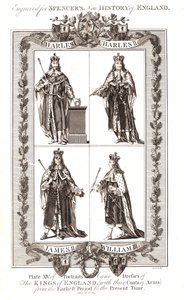 Reyes ingleses con escudos de armas, siglo XVIII