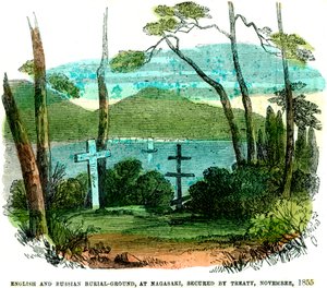 Cementerio inglés y ruso, en Nagasaki, asegurado por tratado, noviembre de 1855, 1856