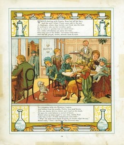 Familia inglesa tomando una comida en el buffet de la estación en Boulogne, Francia, 1886 de Unbekannt