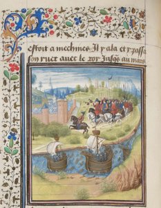 El rey inglés Ricardo I Corazón de León conquistó la isla de Chipre en 1191. Miniatura de la Historia de Guillermo de Tiro, 1460s de Unbekannt