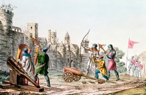 Tropas inglesas atacando una ciudad francesa, Guerra de los Cien Años, 1337-1453, c. 1830