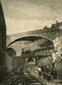 Entrada al túnel de Clerkenwell desde Farringdon Street, c1876