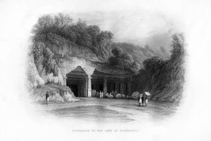 Entrada a las Cuevas de Elefanta, Bombay, India, siglo XIX de Unbekannt