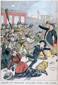 Excesos de soldados británicos en una estación de tren, 1902