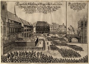 Ejecución de 27 líderes protestantes en la Plaza de la Ciudad Vieja en Praga el 21 de junio de 1621, 1621