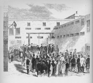 Ejecución del traficante de esclavos Nathaniel Gordon en la prisión de Tombs en Nueva York, 1862, 1938 de Unbekannt