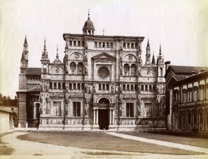 Fachada, Iglesia de la Cartuja de Pavía, Lombardía, norte de Italia, 1890