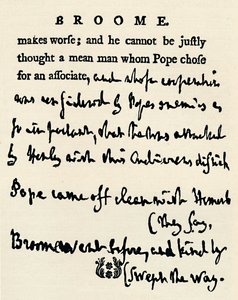 Facsímil de una prueba corregida por Johnson de sus Vidas de los Poetas, del original en el For de Unbekannt