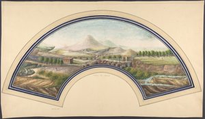 Diseño de abanico con el Monte Vesubio, siglo XIX de Unbekannt