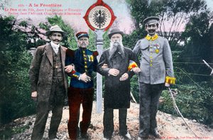 Padre y sus hijos en la frontera franco-alemana, siglo XX de Unbekannt