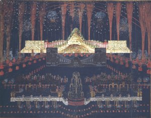 Fuegos artificiales e iluminación el 25 de abril de 1742 en Moscú, mediados del siglo XVIII de Unbekannt
