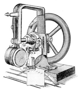 Primera máquina de coser de puntada de cadeneta, inventada por Elias Howe, siglo XIX de Unbekannt