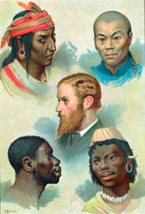 Cinco tipos de la raza humana, finales del siglo XIX