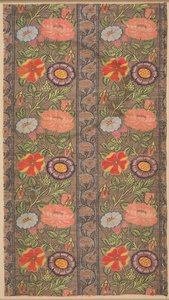 Seda a rayas florales sobre un fondo dorado, 1600-1650 de Unbekannt
