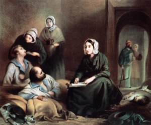 Florence Nightingale, enfermera británica y reformadora hospitalaria, en el Hospital de Scutari, Turquía, 1855 de Unbekannt