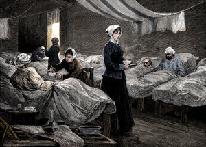Florence Nightingale en el hospital de barracas en Scutari, c1880 de Unbekannt