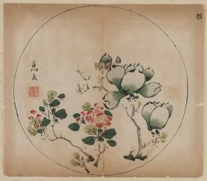 Magnolia floreciente y flores de durazno, 1368-1644 de Unbekannt
