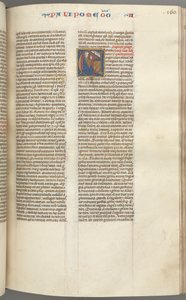 Fol. 160r, Crónicas II, inicial historiada C, Salomón arrodillado ante un altar rezando..., c. 127 de Unbekannt