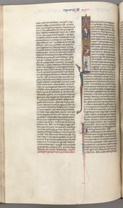 Fol. 174v, Esdras, inicial historiada I, Ciro dirigiendo la construcción del Templo, c. 1275-1300