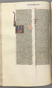 Fol. 178v, Nehemías, inicial historiada V, Nehemías presentando la copa de oro a Artajerjes, c. 127